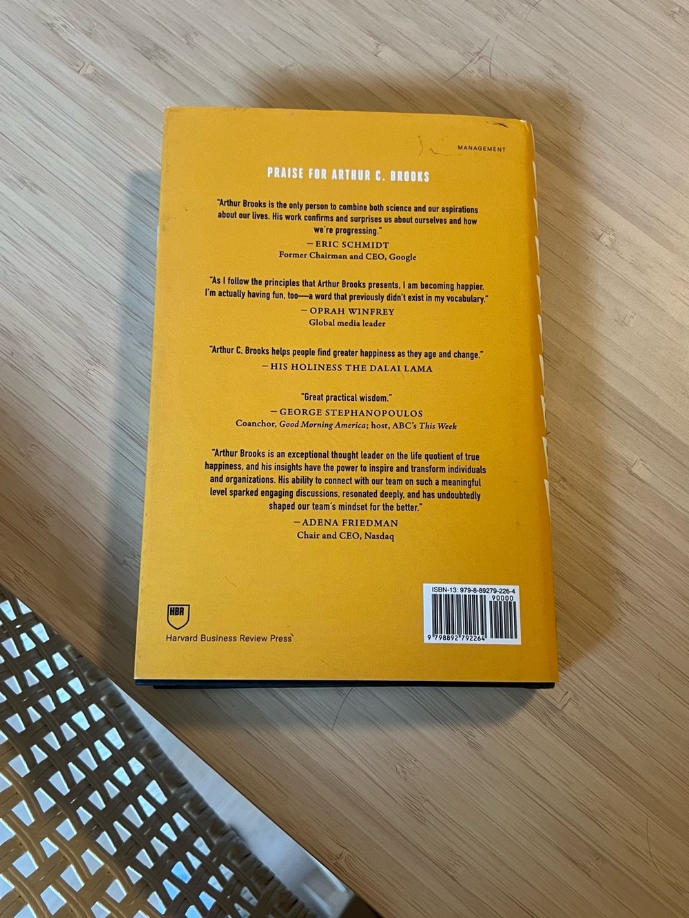 Arthur C. Brooks book hardcover - "The Happiness Files" (Yellow) - Picture 3 of 3